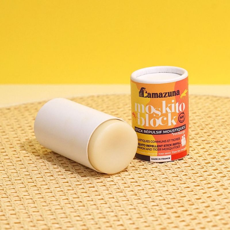 Moskito Block - Le stick Répulsif Solide & Rechargeable, contre le moustiques tigres et communs - Avec boite alu - Lamazuna