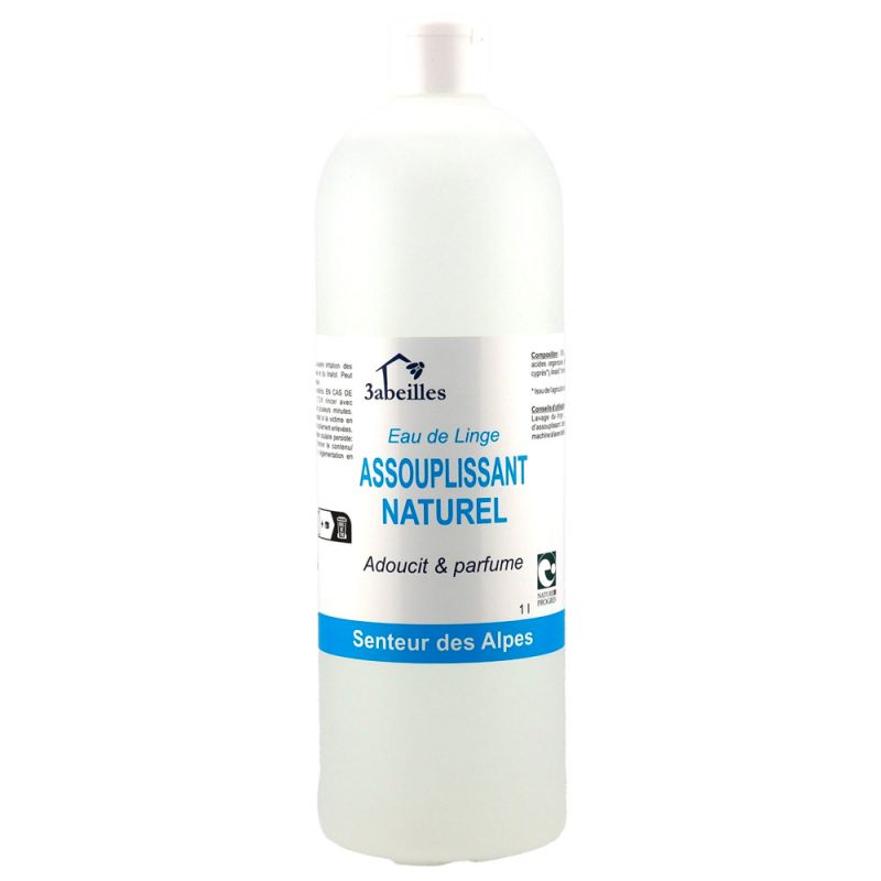 Assouplissant Naturel & BIO, Eau de linge - Senteur des Alpes - 1L - 3 Abeilles