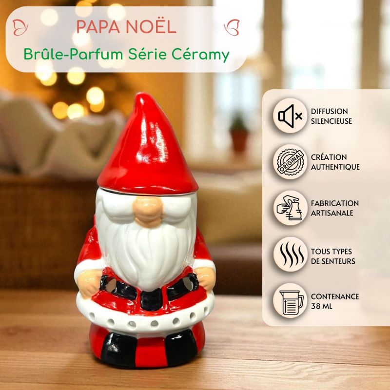Brucia-essenze in ceramica con candela, Serie Festiva – Babbo Natale – ZEN’Arôme