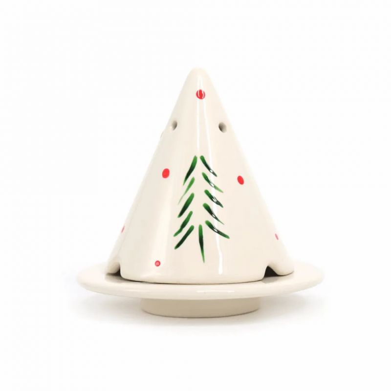 Lampe Merlin, Diffuseur pour bois de cade (Peinte à la main), Edition limitrée "Sapins et Pois rouges" - Ambiance Cade