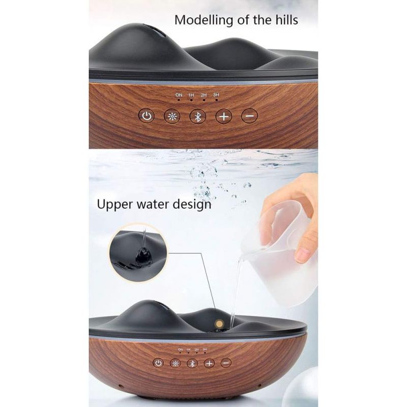 Diffusore di oli essenziali a ultrasuoni “ONDA” con altoparlanti Bluetooth e illuminazione LED – Effetto legno