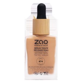 Siero colorato “Seconda pelle” con aloe vera e acqua d’orzo - Bio & Vegan - N°874 Medium - 30 ml - Zao