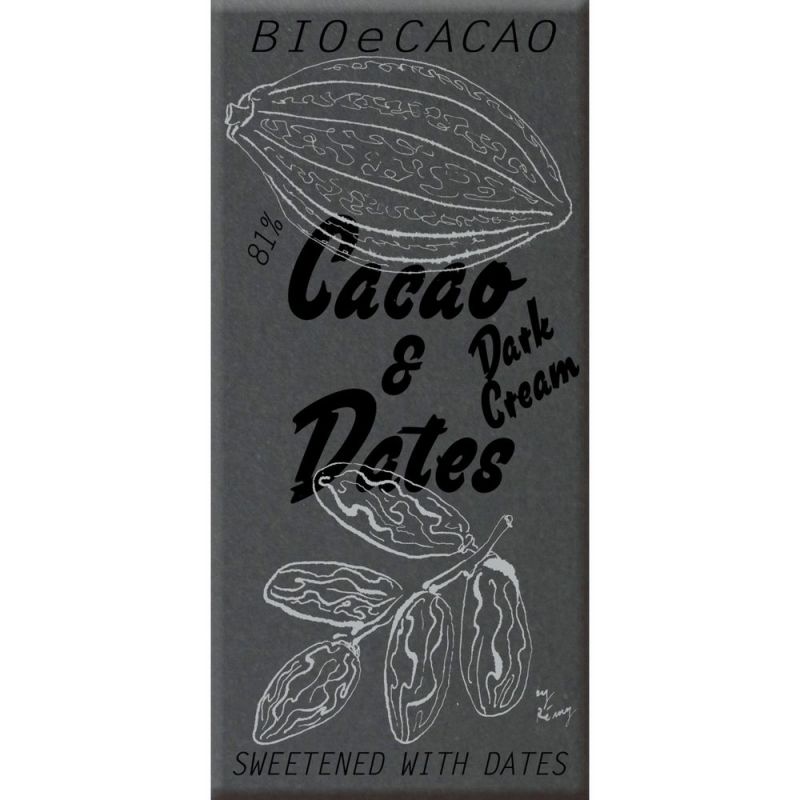 Cioccolato biologico dolcificato con datteri – 72% cacao, 28% datteri, Bio & Fairtrade – 90g – BIOeCacao