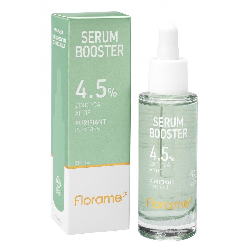 Sérum Booster BIO au Zinc PCA Actif (4.5 %) - Purifiant et rééquilibrant - 30 ml - Florame