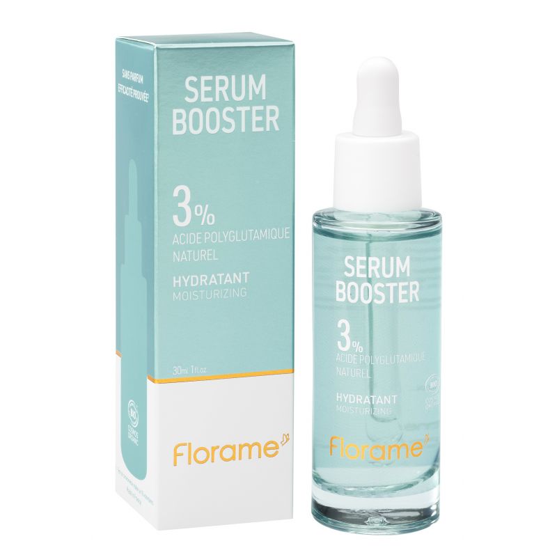 Siero Booster idratante BIO all’Acido poliglutammico naturale (3 %) - Idratazione intensa - 30 ml - Florame
