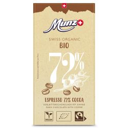 Dunkle Schweitzer Schokolade mit kaffee, 72% Cacao, Bio & Fair - 80gr - Maestrani