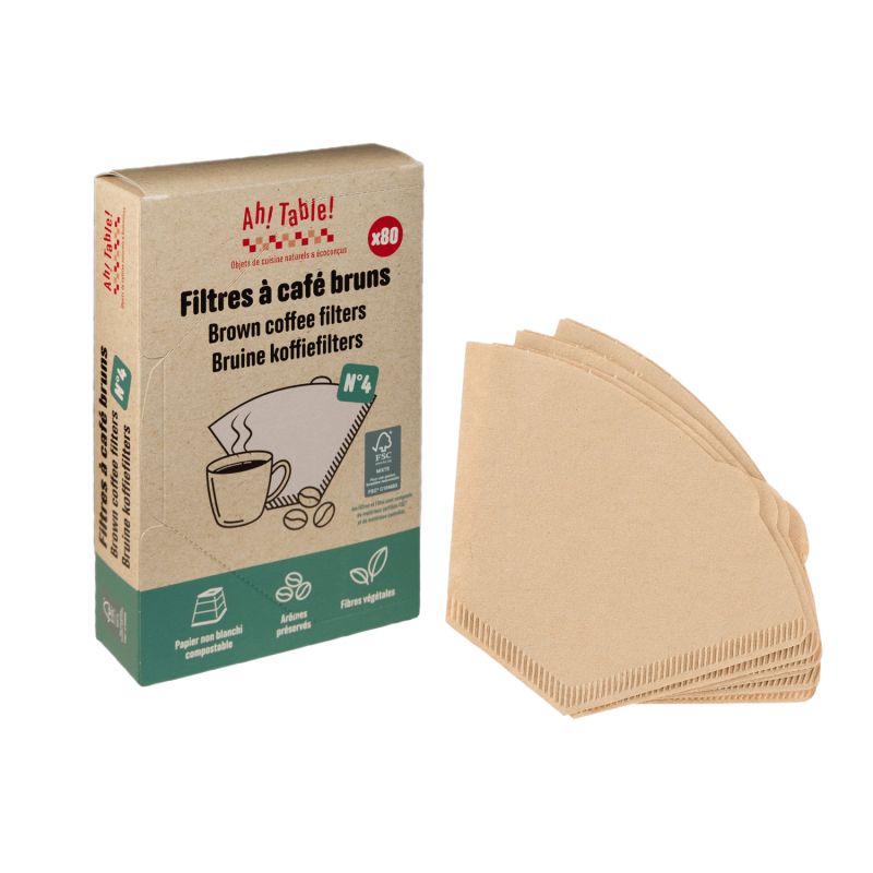 Filtres à café éco-responsables en papier non blanchi compostable - Taille 4, 80 pièces - La Droguerie Ecologique