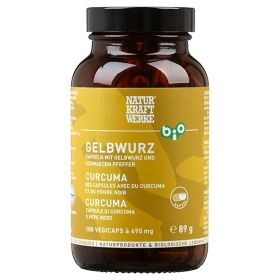 Gelbwurz und schwarzer Pfeffer BIO - 180 Vegicaps à 495 mg - NaturKraftWerke