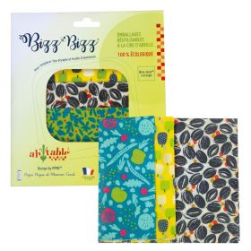 Kit 3 Bizz-Bizz rettangoli (involucro alimentare riutilizzabile in cera d'api bio) - S/M/L - Ah! Table