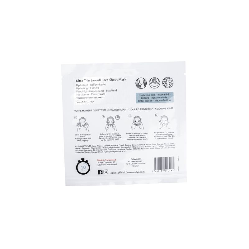 Voile des Glaciers - Masque cellulose hydratant & raffermissant - Callys - 10 ml