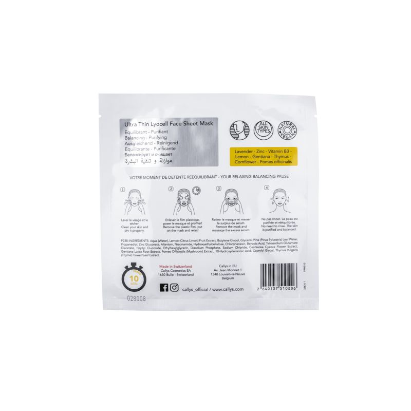 Pause en Altitude - Maschera cellulosa equilibrante & purificante - Callys - 10 ml