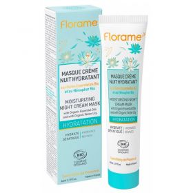 Maschera crema notte idratante BIO Florame - 65 ml - trattamento viso con acidi ialuronici, certificata COSMOS Organic