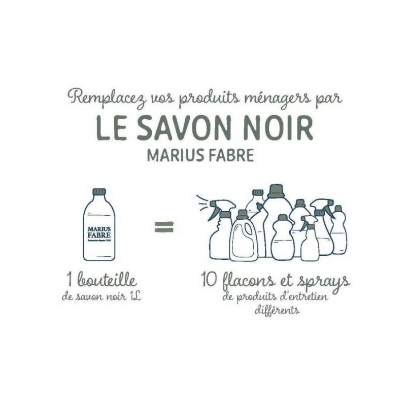 Spray Savon Noir Multi-Surfaces Marius Fabre - 750 ml - écodétergent certifié Ecocert, flacon 100 % rPET