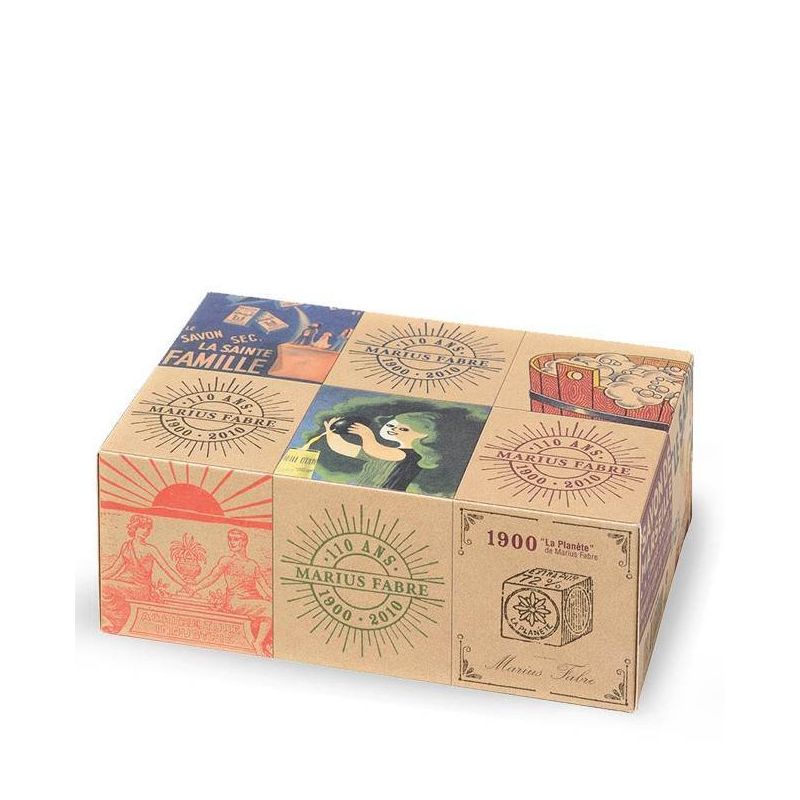 Savon de Marseille collector Marius Fabre - 6x200g - huile du2019olive, étuis archives, certifié Ecocert