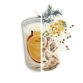 Bougie végétale à l’huile de cade, parfum Cuir ambré - 400g, env. 45h - Ambiance Cade