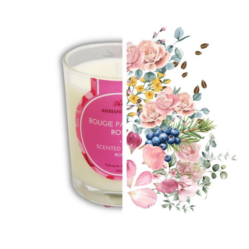 Bougie végétale à l'huile de cade, parfum Rose - 400g, env. 45h - Ambiance Cade