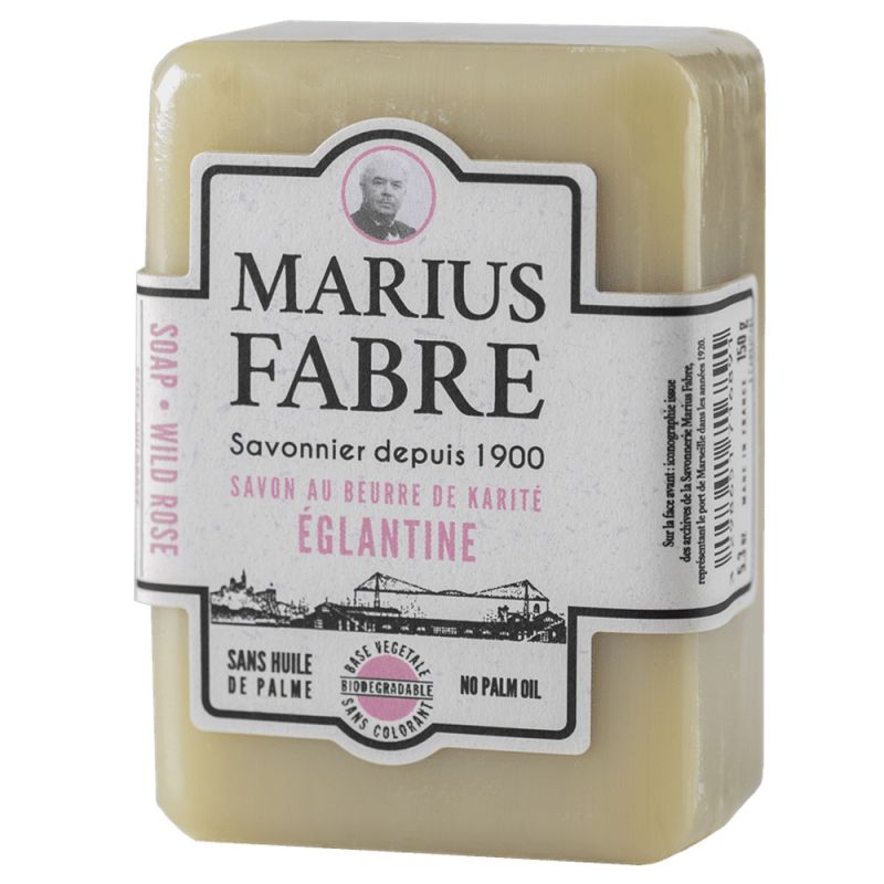 Seife mit Sheabutter, parfümiert mit Wildrose, ohne Palmöl - 250 g - Marius Fabre