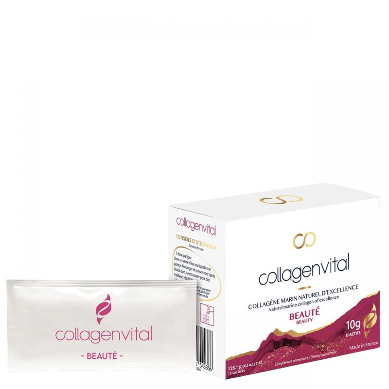 Collagen Vital Beauty, Straffheit, Elastizität, Feuchtigkeit und Faltenreduzierung - 15 Beutel, 128g - Vita