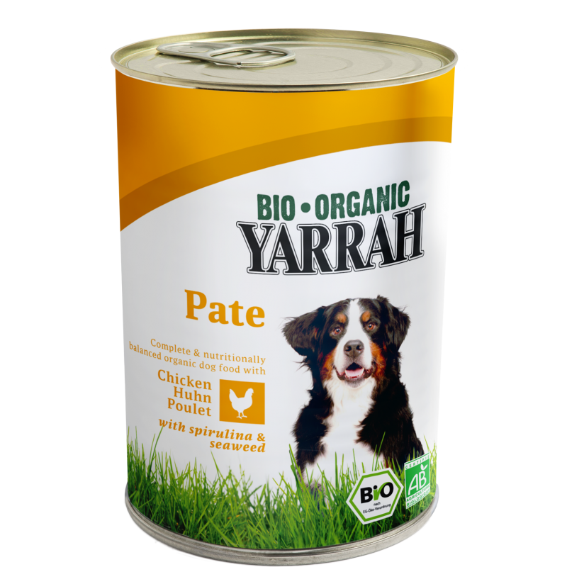 Pâté Bio pour chiens en boîte - Poulet - 400g - Yarrag BIO