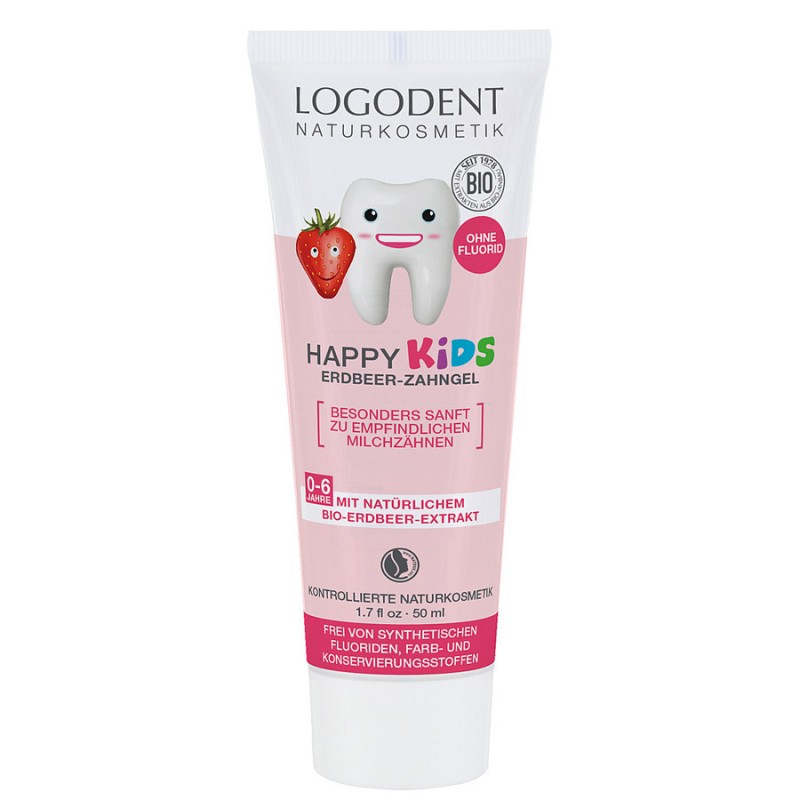 Dentifrice BIO (gel dentaire) pour enfants à la Fraise (Sans Fluor) - Logodent (Logana) - 50ml