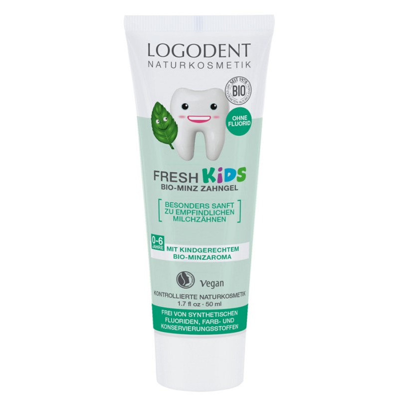 Dentifrice BIO (gel dentaire) pour enfants à la Menthe (Sans Fluor)  - Logodent (Logana) - 50ml