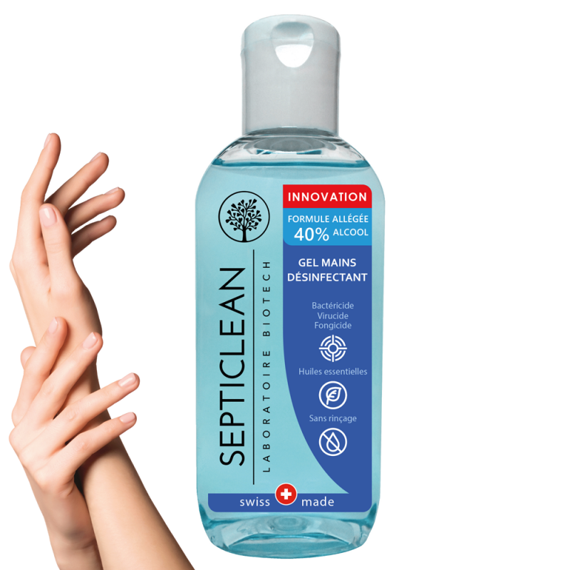 SEPTICLEAN, Désinfectant pour les mains à 40% d'alcool - 100ml - BioTech