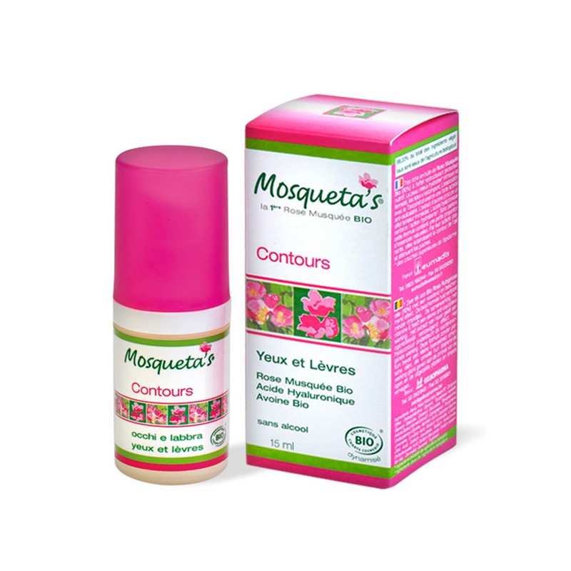 Contours de yeux et lèvres à la rose musquée BIO et acide hyaluronique - 15ml - Mosqueta's