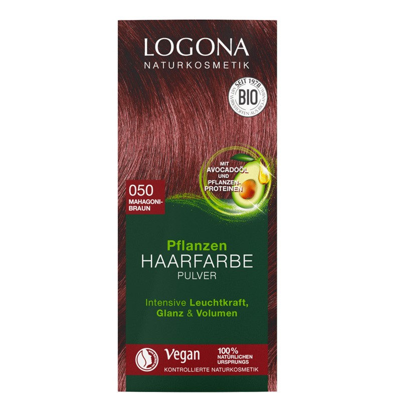 Pflanzen-Haarfarbe-Pulver 050 - Mahagonibraun - 2x50g - Logona
