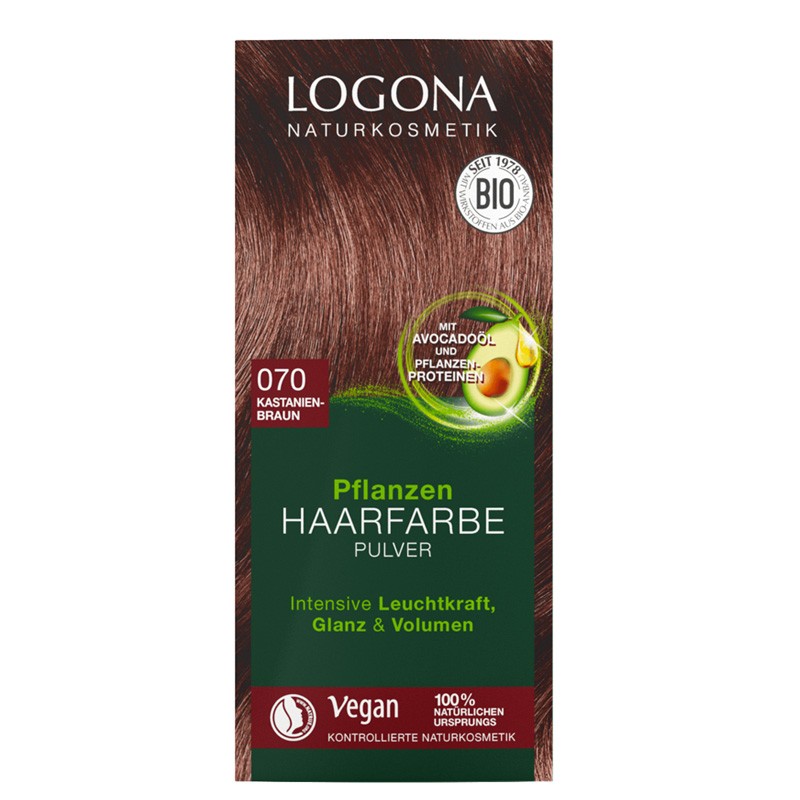 Pflanzen-Haarfarbe-Pulver 070 - Kastanienbraun - 2x50g - Logona