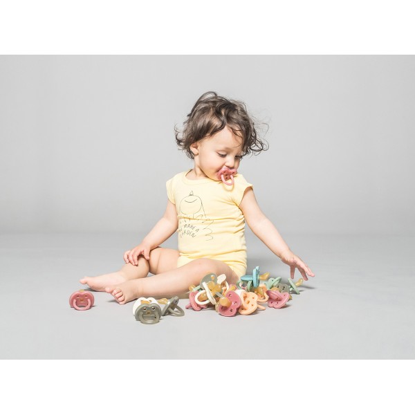 Ciucci per bambini 100% gomma naturale - Ortodontico "Twinlight blue", da 3 a 36 mesi- Hevea