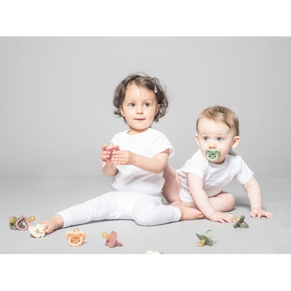 Tétines (lolettes) pour bébés 100% caoutchouc naturel - Orthodontique "Twinlight blue", 3 à 36 mois - Hevea