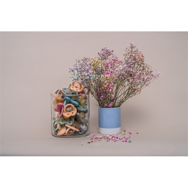 Ciucci per bambini 100% gomma naturale - Ortodontico "Twinlight blue", da 3 a 36 mesi- Hevea