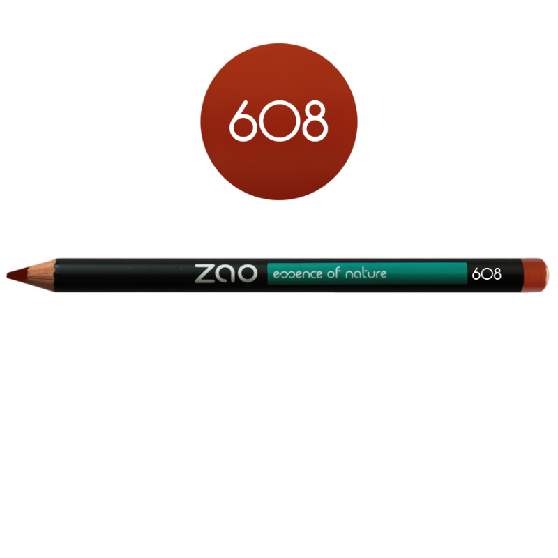 Bio Augen- & Lippenkonturenstift - N° 608, ﻿Orangebraun - Zao