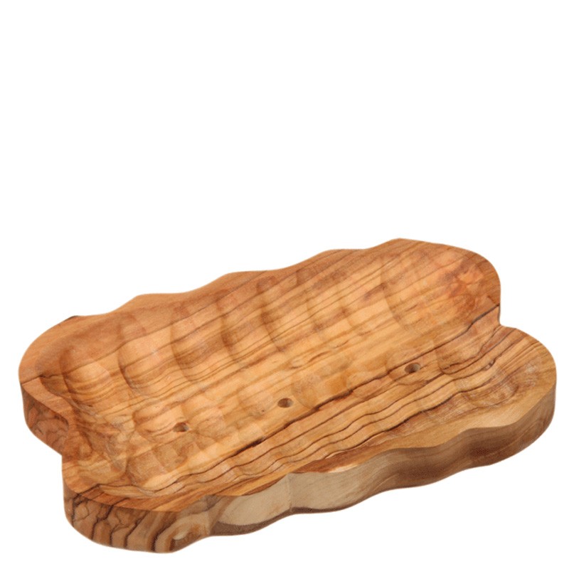 Porte savon rectangulaire en bois d'olivier - 12,5 x 8,5cm - Anaé