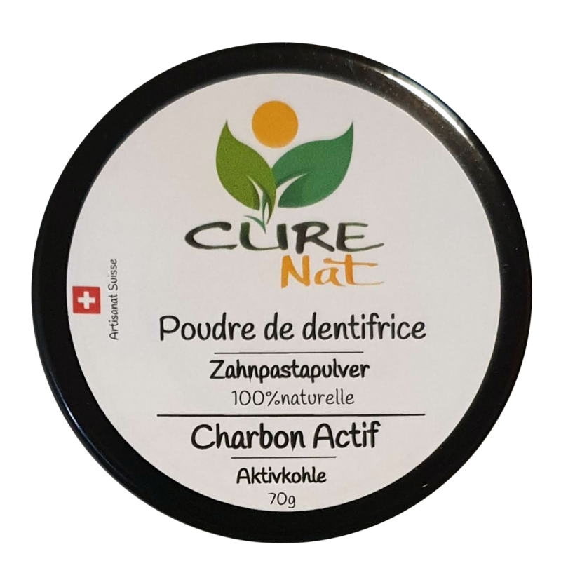 Dentifrice naturel en poudre - Blanchissant (au charbon actif) - 70g - Curenat