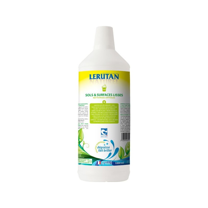 Nettoyant, Sols et surfaces lisses, 100% Bio (Nature et progrès) - 1l - Lérutan