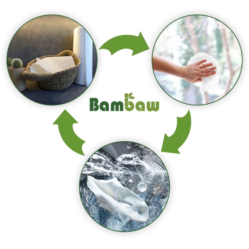 Wiederverwendbares (waschbares) Bambus-Papierhandtuch - 1 Rolle ( 65 Rollen) - Bambaw