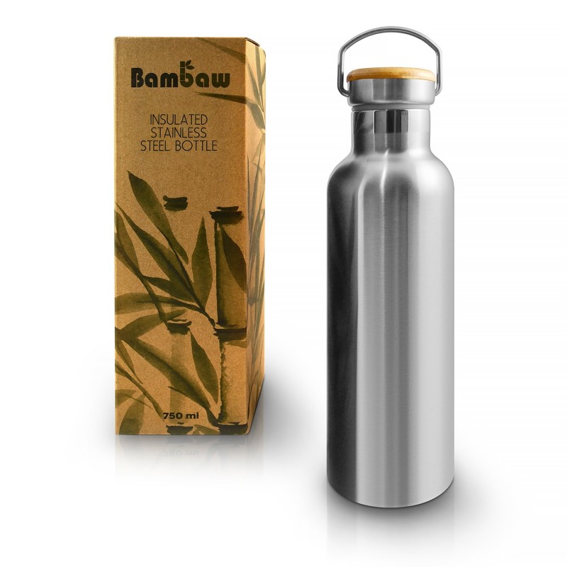 Isothermische Edelstahlflasche mit Bambusverschluss - MOD - Bambaw