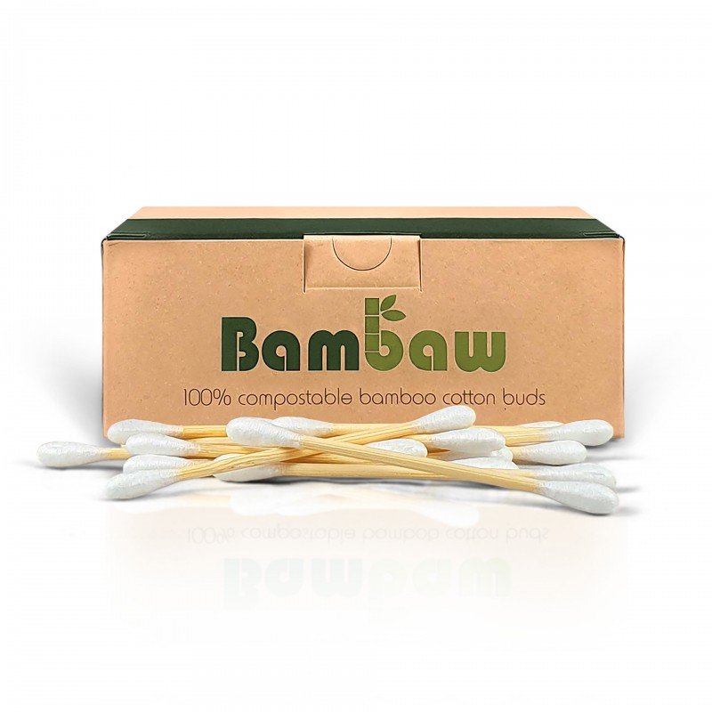 Boccioli di cotone biodegradabili in bambù - 200pces - Bambaw