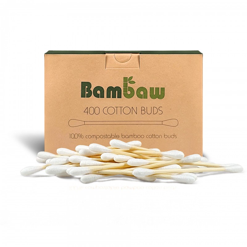 Boccioli di cotone biodegradabili in bambù - 400pces - Bambaw