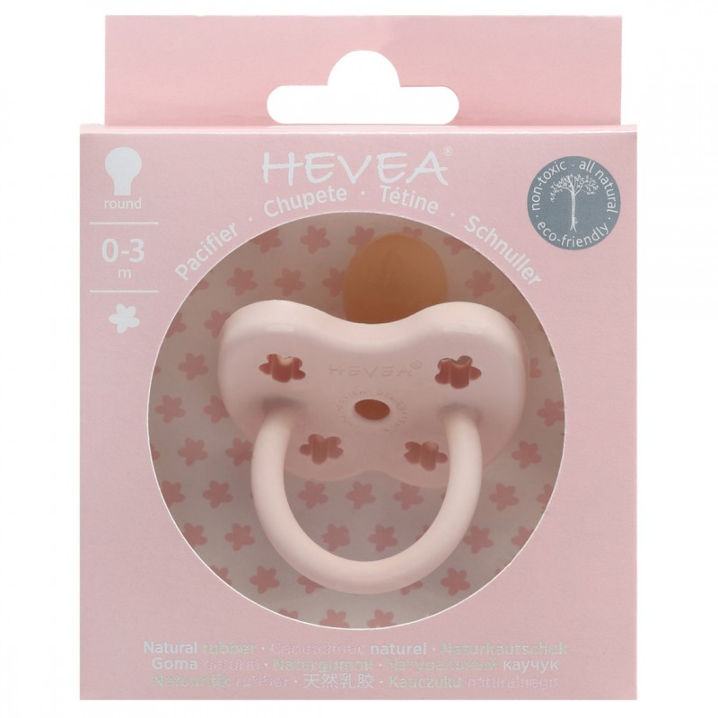 Tétines (lolettes) pour bébés 100% caoutchouc naturel - Orthodontique "Pink", 0 à 3 mois - Hevea