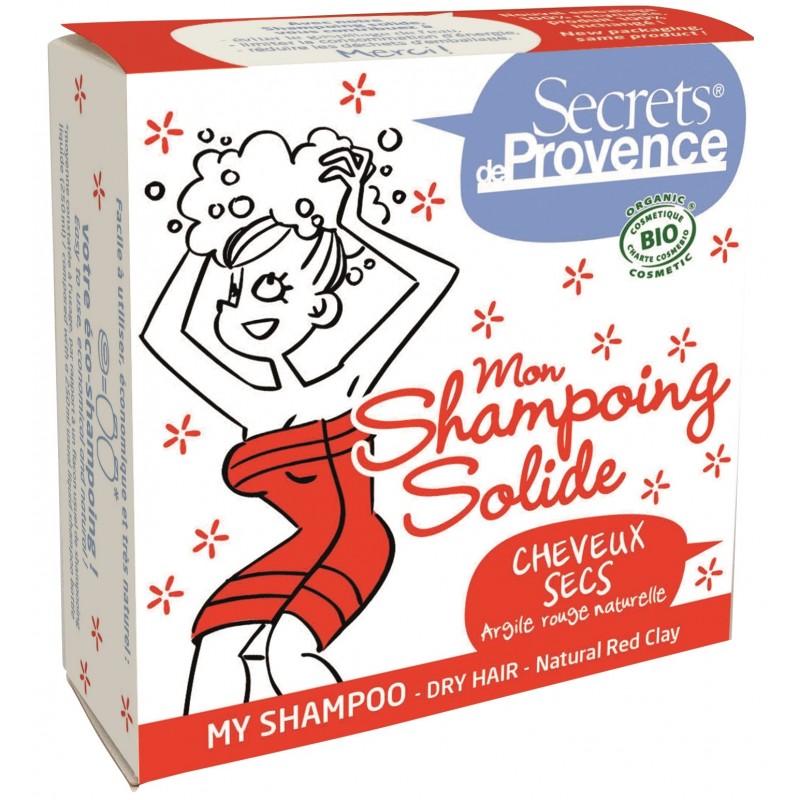 Il mio shampoo solido per capelli secchi con argilla rossa - 85g - Secrets de Provence