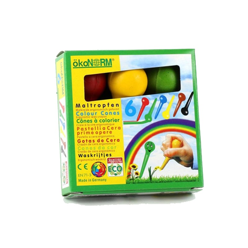 Cônes à colorier en cire écologique - 6 couleurs - ökoNORM