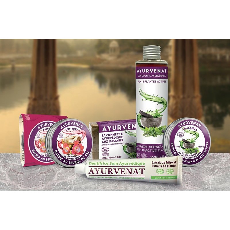 Baume de massage ayurvédique, Abhyanga, aux 18 plantes biologiques  - 50ml - Ayurvenat