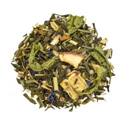 Tisane, Pomme-Citron BIO (Thé vert Sencha, citronnelle, gingembre, pomme, bleuet) - 100g - Mon Instant CacaoThé
