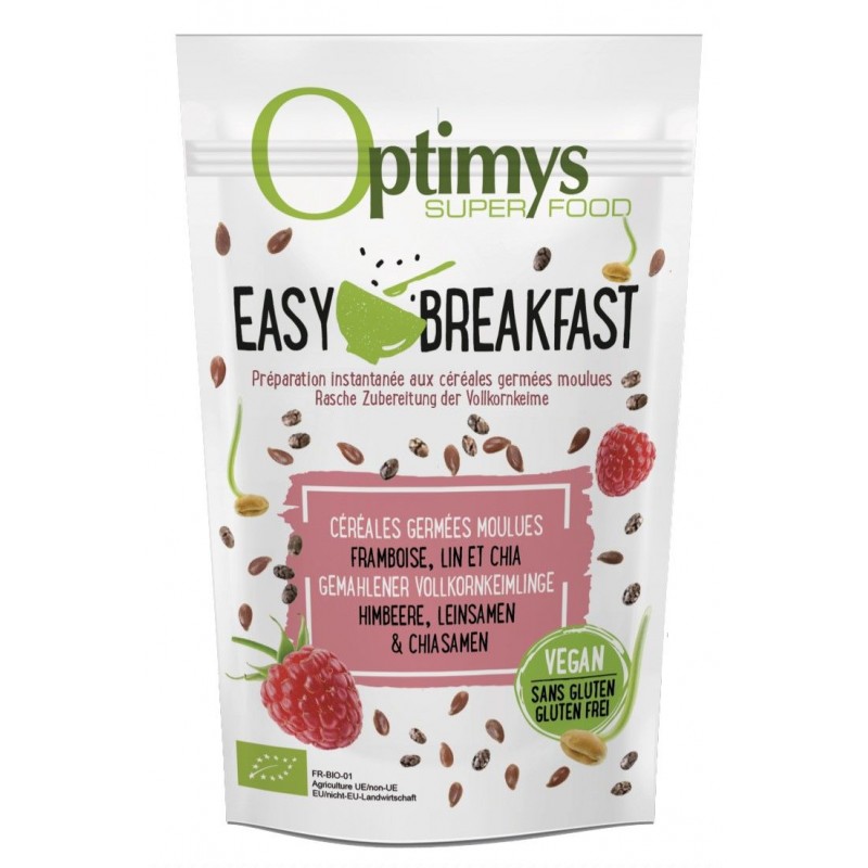 Easy Breakfast (miscela istantanea) - Lampone, lino, chia Bio - 350g - Optimys